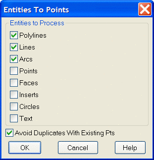 Entities to Process dialog