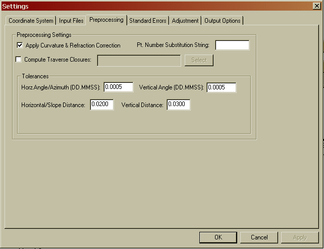 Settings, Input Files