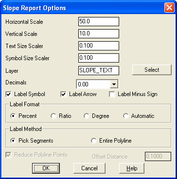 Polyline Slope Report Dialog
