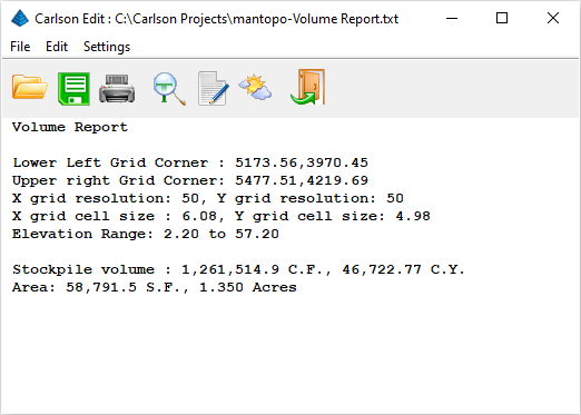 Stockpile Volume Report