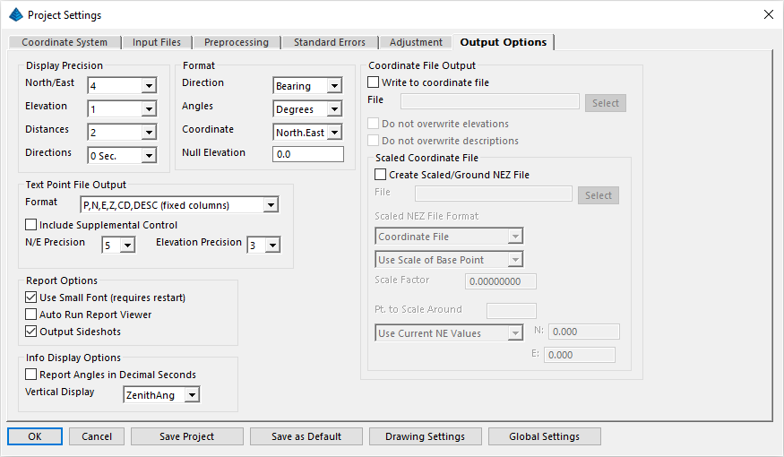 SurvNET Settings - Output Options